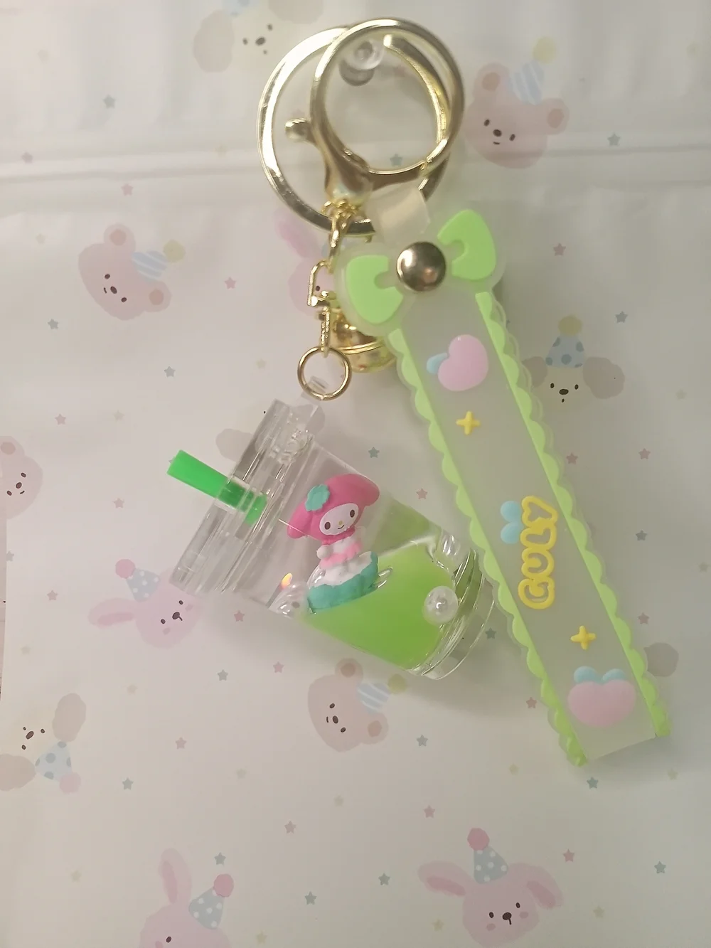 Sanrio My Melody Boba Milk Tea Liquid Float Keychain